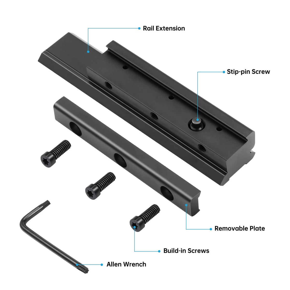 Bontok Dovetail to Picatinny Rail Adapter, 11mm Dovetail to 21mm Upgraded Build-in Locking Screws Picatinny Rail Low Profile Scope Mount Converter Base 3/8" to 7/8" Converter-9 Slots-Black-(2 Pack)