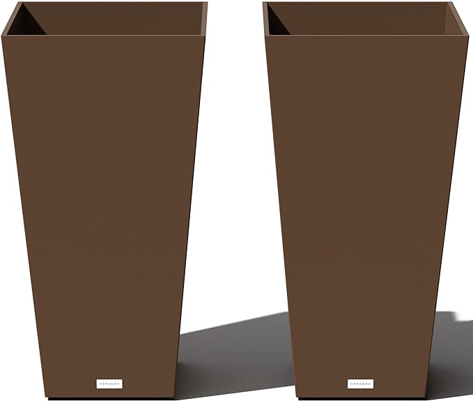 Veradek V-Resin Indoor/Outdoor Taper Planter, Set of 2 (30 inch, Espresso)