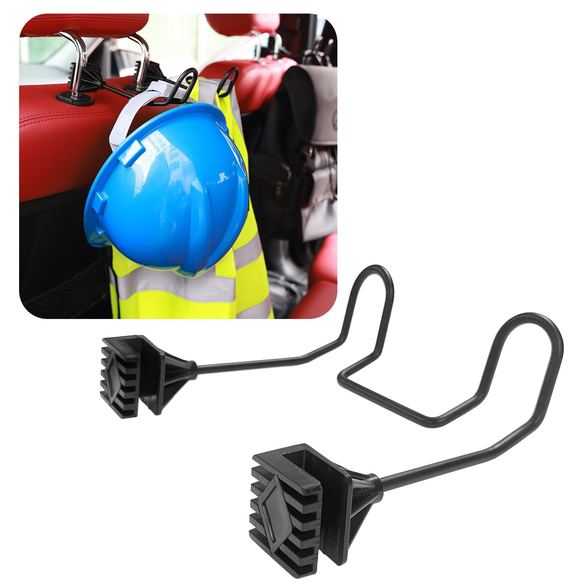 GODLIY Hard Hat Holder for Truck Seat - Work Truck Accessories for Hard Hat & Safety Vest,Car Back Seat Headrest Hooks for Men (1 PCS)