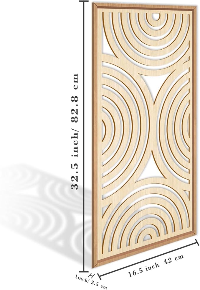 IARTTOP Large Boho Wood Wall Art Set of 3 Framed Wooden Mid-century Modern Wall Decor Minimalist Modern Abstract Geometric Decor for Living Room Bedroom Office-16x32 Inch