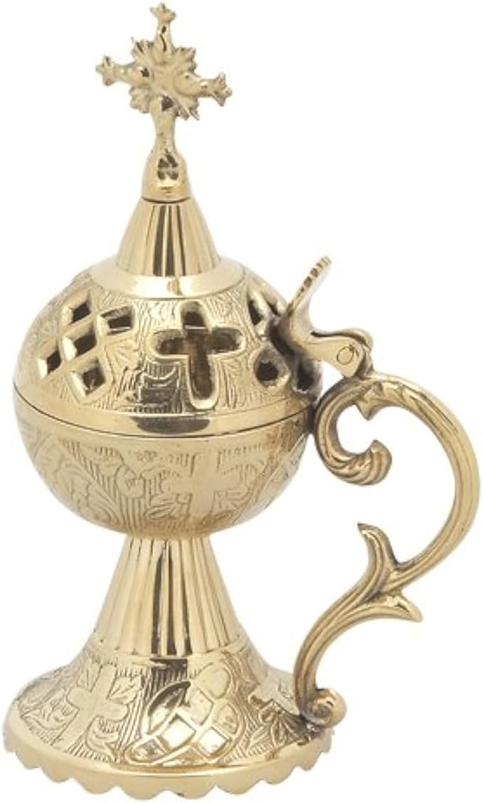 Greek Russian Orthodox Christian Brass Censer Incense Burner (4097 B)