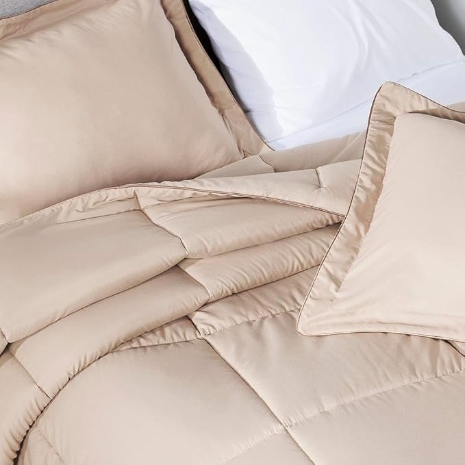 PeachSkinSheets Night Sweats: The Original 1500TC Soft Super Twin/XL Twin Oversized Comforter Set Toasted Marshmallow
