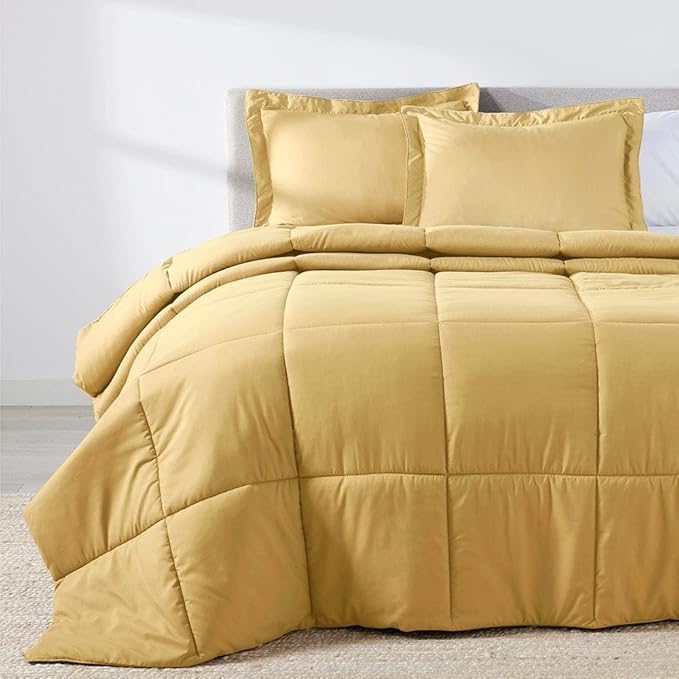 PeachSkinSheets Night Sweats: The Original 1500TC Soft Super King/Cal King Oversized Comforter Set Harvest Gold