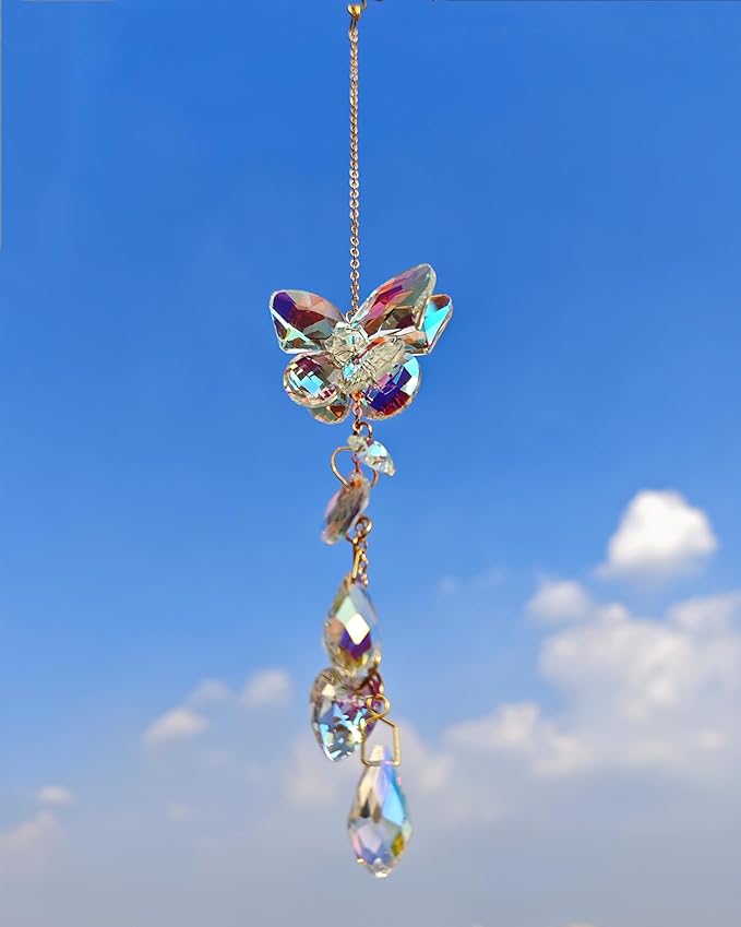 Crystal Butterfly Suncatcher Indoor Hanging for Windows Prism Sunlight Rainbow Maker Sun Catchers Sparkling Decor