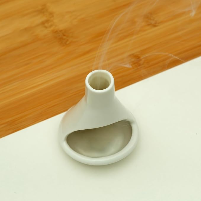 Ceramic Chiminea Palo Santo Holder and Burner - Modern Medieval Incense Candle and Matchstick Mini Chiminea for Wood Sticks and Bulk Incense with Ash Catcher - Zen-Inspired Home Decor Gift