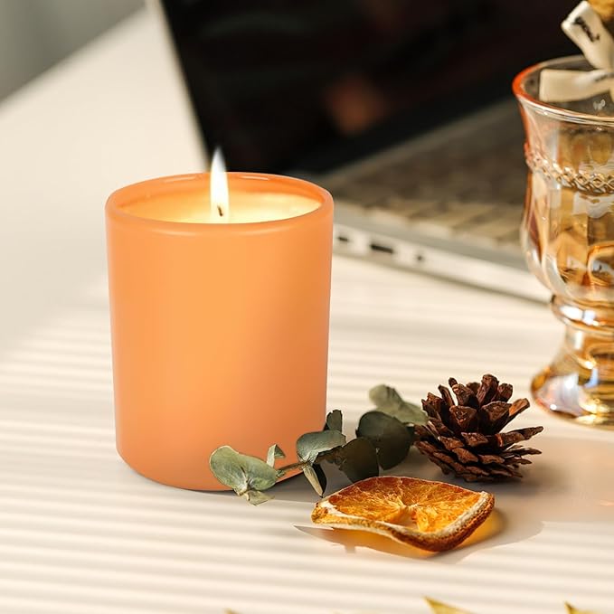 10 OZ Thick Candle Jars for Making Candles 15 Pcs, Empty Jars with Wood Lids for Candle Making, Sample Container, Fall