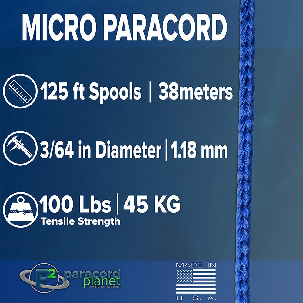 Paracord Planet Micro Paracord – Thin Braided Cord for Crafting, Fishing, and DIY Projects in 125 ft Spools – Dark Green