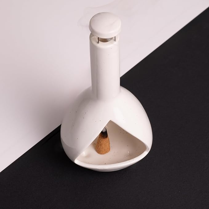 Handmade Mini Chiminea Palo Santo Holder - Ceramic Incense Burner for Cone & Stick, Ideal for Meditation, Energy Cleansing, Aromatherapy and Ideal Gift for Home Decor