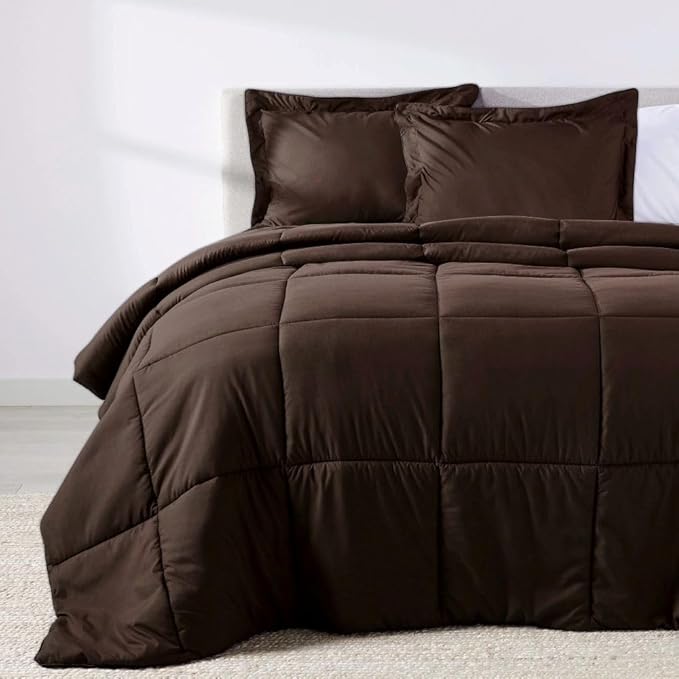 PeachSkinSheets Night Sweats: The Original 1500TC Soft Super Full/XL Full Oversized Comforter Set Chocolate