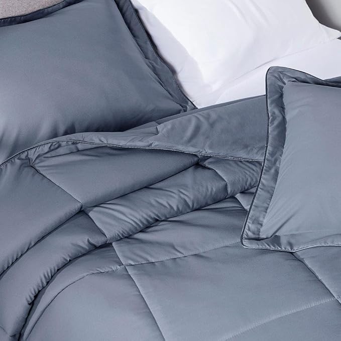 PeachSkinSheets Night Sweats: The Original 1500TC Soft Super Queen Oversized Comforter Set French Blue