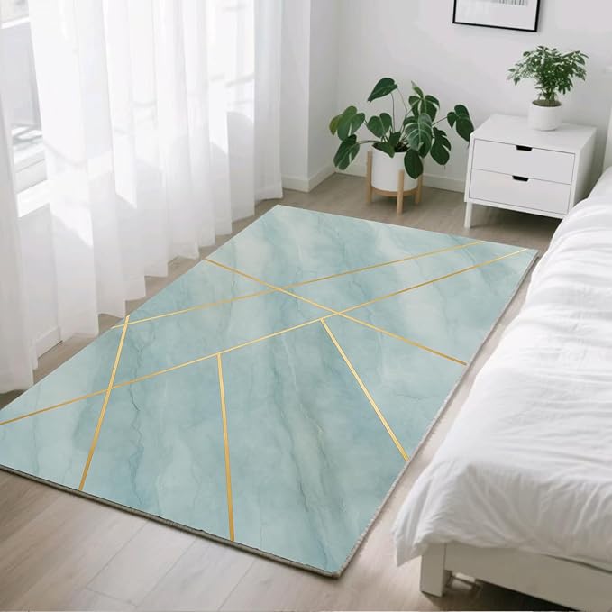 Minimalist Marble Rug - 3x4 Rug, Abstract Line Marble Outdoor Rugs, Modern Geometric Entryway Rugs, Washable & Non Slip Carpet Home Decor