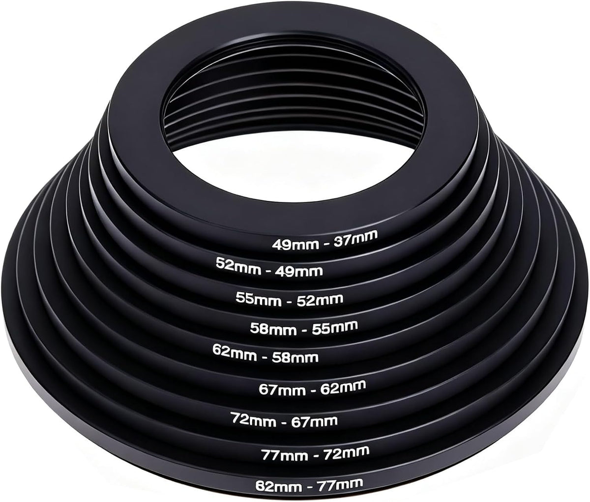 Wokyo 82mm-37mm 82mm 37mm Step Down Lens Filter Adapter Ring, Camera Lens Filter Metal Stepping Rings Kit Black