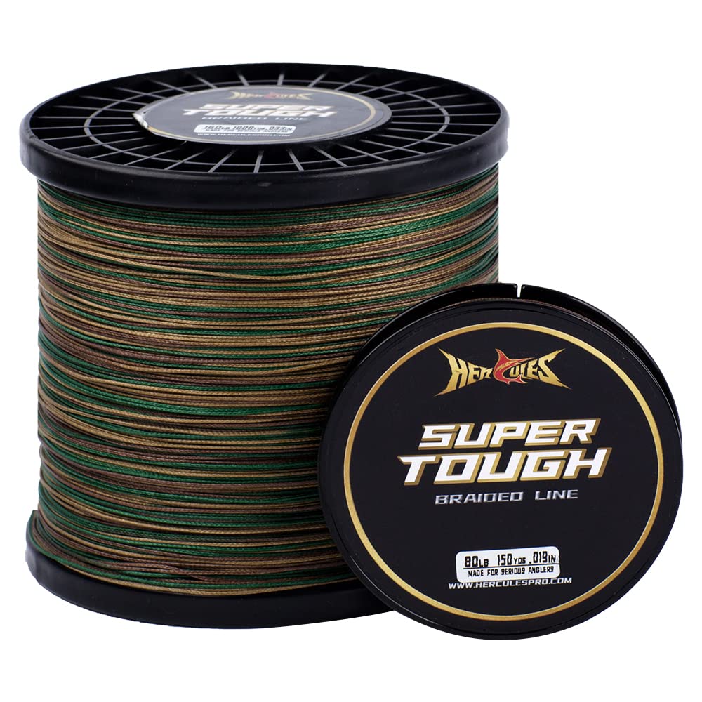 HERCULES Super Tough Braided Fishing Line 15 pounds Test Camouflage 15LB (500 Yards) - 4 Strands