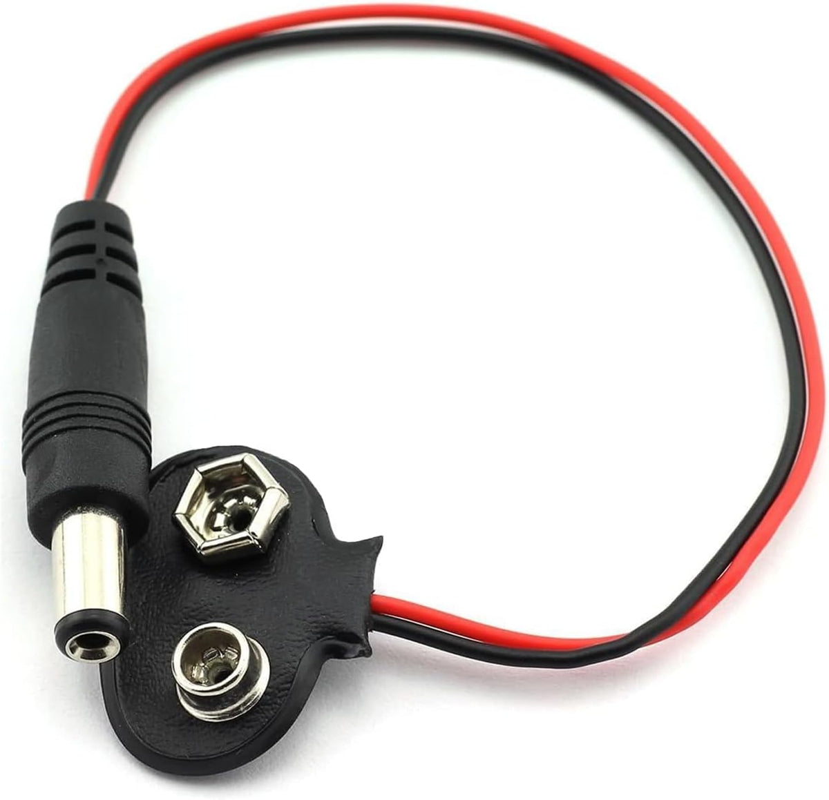 California JOS 2 Pack 9V 9 2.1mm 5.5mm Battery Clip V Battery Connector with X Male DC Plug for Arduino Electronics