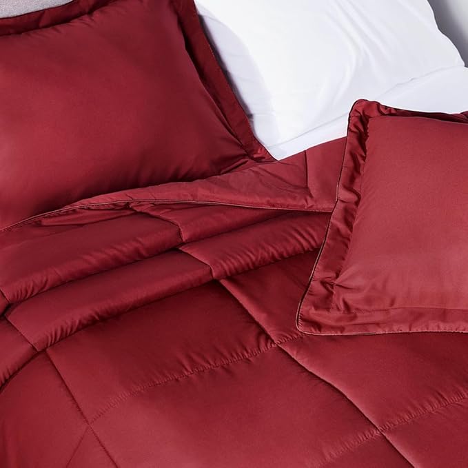 PeachSkinSheets Night Sweats: The Original 1500TC Soft Super King/Cal King Oversized Comforter Set Deep Crimson Red