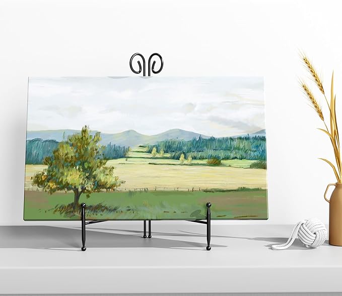 SVENJBB Plate Stand and Holder Display Stand 12 Inch, Black Iron Picture Frame Stand for Display, Collapsible and Portable Easel Stand for Table (1 Pack)