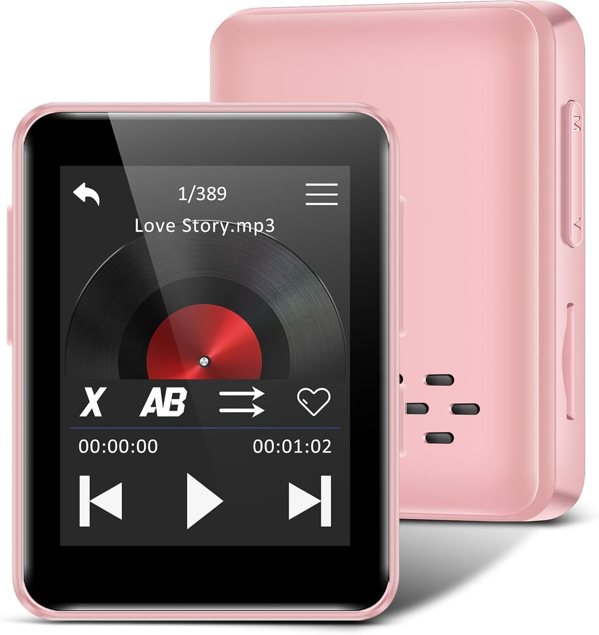 VANSING MP3 32GB MP3 1.8 inch 512GB(Pink) Player with Bluetooth, Portable Bluetooth Player for Kids, Music Player