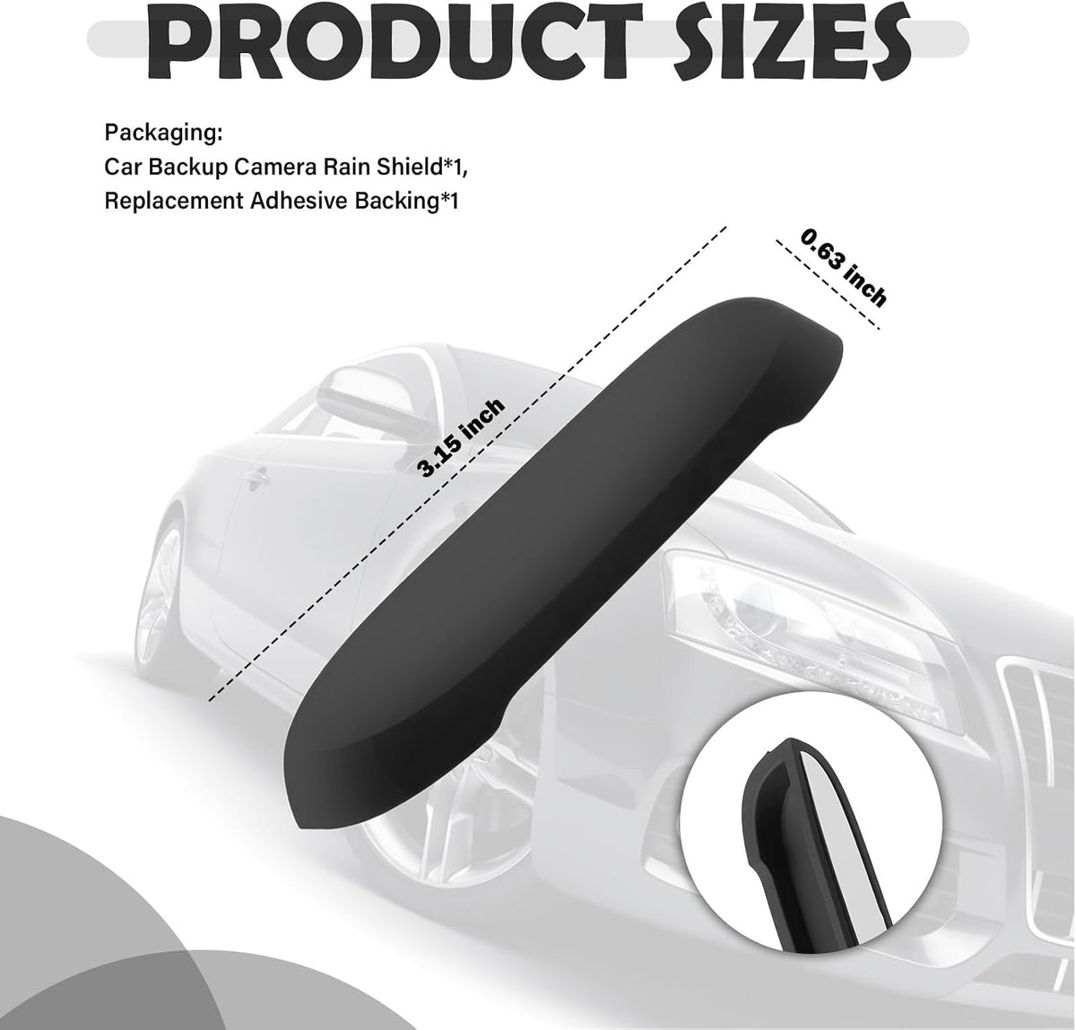 Turcee 0.63 New Car Backup Camera Rain Shield,Silicone Cars Reverse Camera Rain Cover Keeps Cameras Imaging
