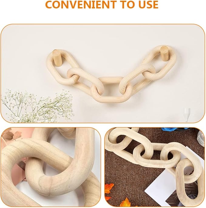 Levemolo Wooden Link Chain Hanging Ornament Small Rustic DIY Wall Hanging Home Pendant Decor for Bedroom Farmhouse Living Room