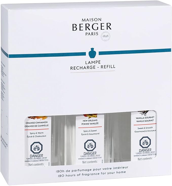 MAISON BERGER Lampe Berger Fragrance Trio Refill for Home Fragrance Oil Diffuser - 3 x 8.45 Fluid Ounces - 3x250 milliliters (Trio Warm)