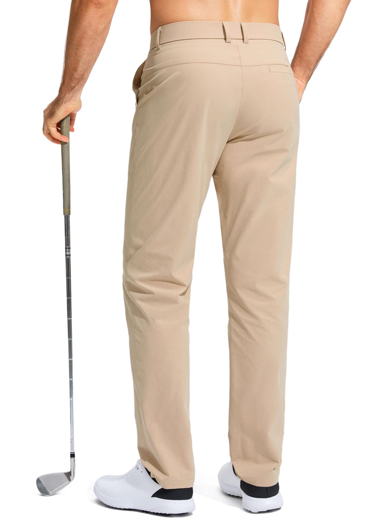 Pudolla Men's Golf Pants Work Dress Comfy Pants Casual Slacks Trousers with Pockets(Khaki 42Wx30L)