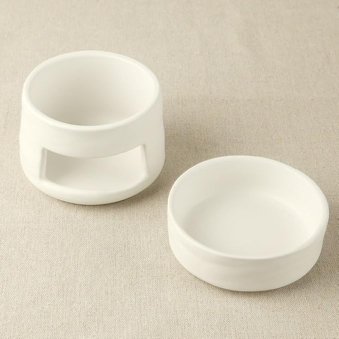 Ceramic Essential Oil Burner Tealight Candle Holder Decorative Aroma Diffuser Separable Wine Red
