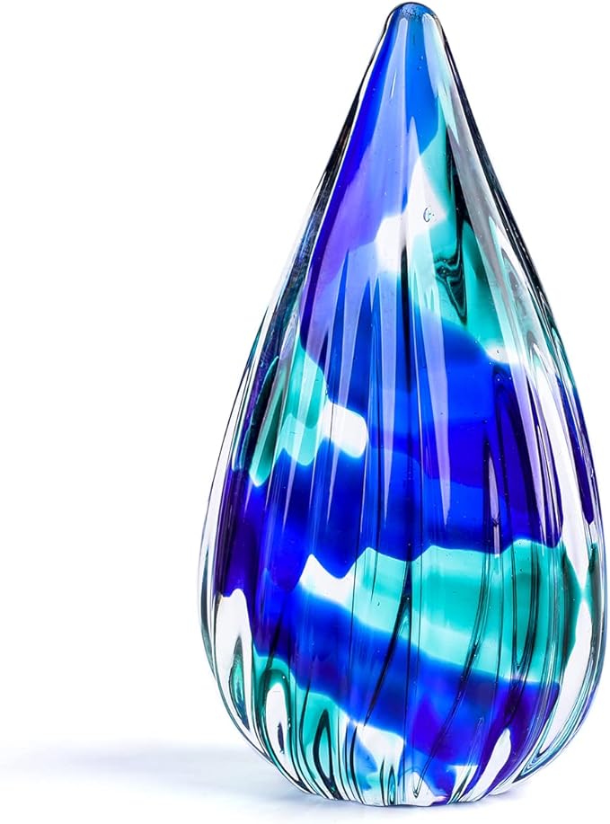 Yao Yuan Hand-Blown Glass Sculpture - Murano-Style Glass Statue and Figurine - Wonderful Gift, Green-Blue