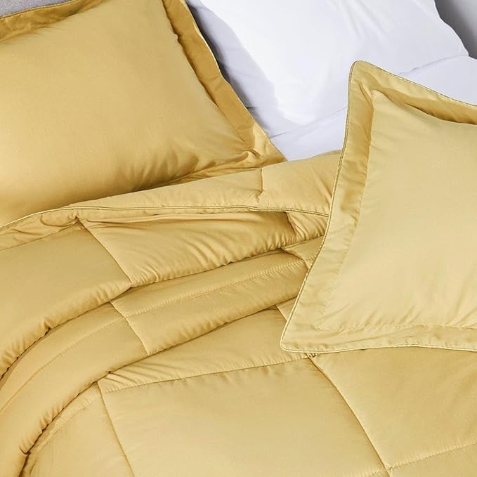 PeachSkinSheets Night Sweats: The Original 1500TC Soft Super Twin/XL Twin Oversized Comforter Set Harvest Gold
