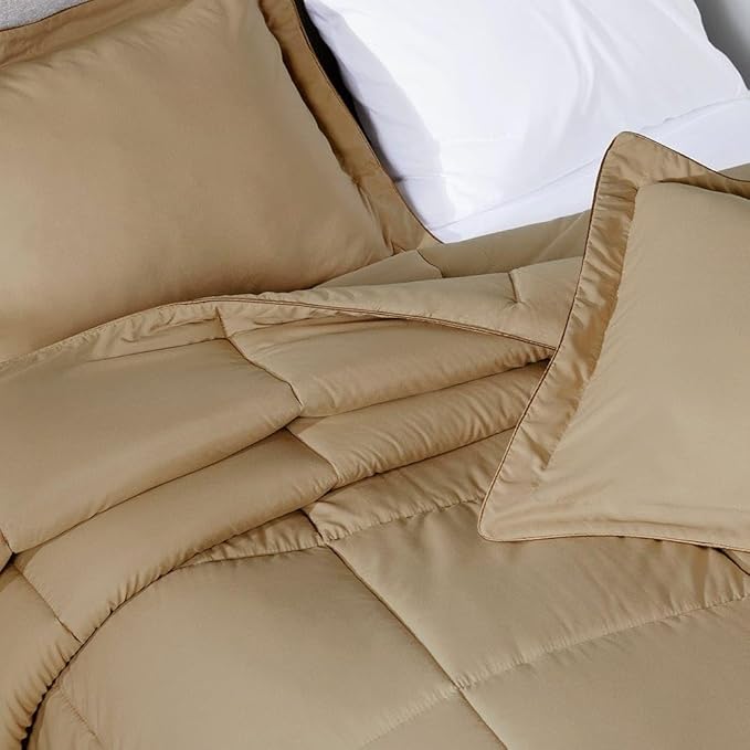 PeachSkinSheets Night Sweats: The Original 1500TC Soft Super Twin/XL Twin Oversized Comforter Set Light Mocha