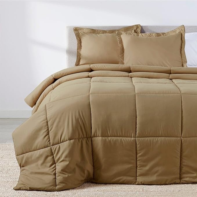 PeachSkinSheets Night Sweats: The Original 1500TC Soft Super Queen Oversized Comforter Set Light Mocha