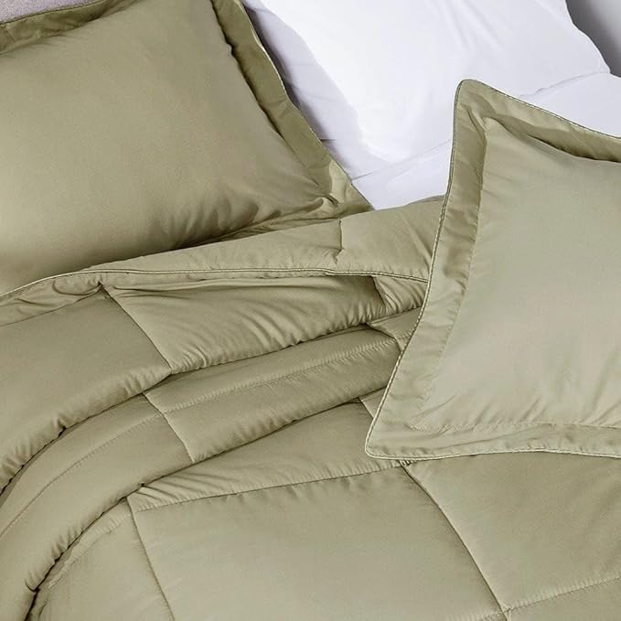 PeachSkinSheets Night Sweats: The Original 1500TC Soft Super King/Cal King Oversized Comforter Set Sage Green