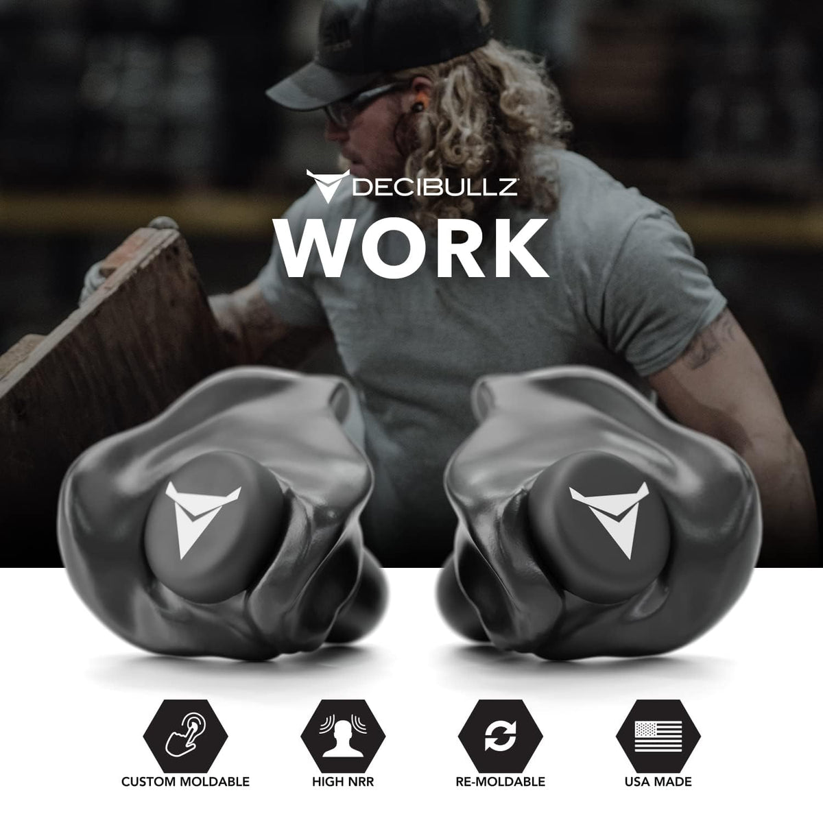 Decibullz - Custom Molded Earplugs, 31dB Highest NRR, Comfortable Hearing Protection for Shooting, Travel, Swimming, Work and Concerts (Black)