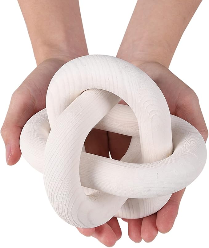 Ochine Wood Chain Link Decor 2 Link Decorative Chain Knot Hand Carved Pine Wood Chain Decor Modern Farmhouse Coffee Table Decor Wooden Rustic Chain Decor Boho Bead Garland for Living Room Bedroom
