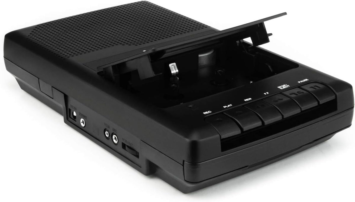 Tyler TCP-01 Cassette 120V Portable Player and Recorder - Retro Shoebox Style Music Device with Stand-Alone Microphone