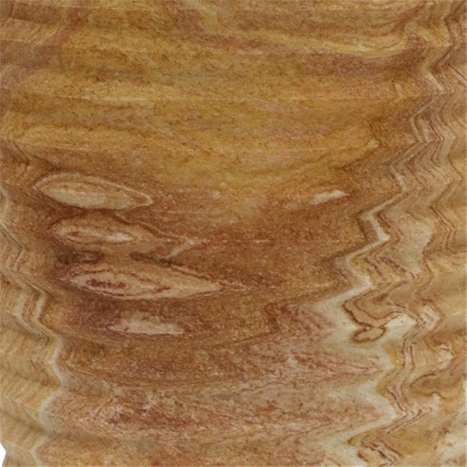Pemberly Row Handmade Transitional Ribbed Stone Vase in Sandstone