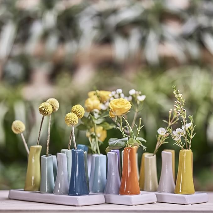 Chive - Pooley 2, Ceramic Flower Vase, 8-Tube Shape (Yellow)
