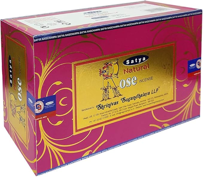 Natural Rose Incense Sticks and Incense Stick Holder Bundle Insence Satya
