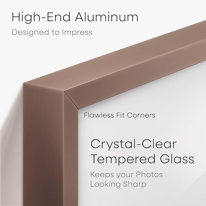 Homeforia Mocha 12x12 Picture Frames, High End Metal 12 x 12 Square Poster Frame with Mat 10 x 10 Photo, 12x12 Mocha Frame Matted to 10x10 Print, 12by12 Thin Frames, Tempered Glass, Wall Kit, Set of 1
