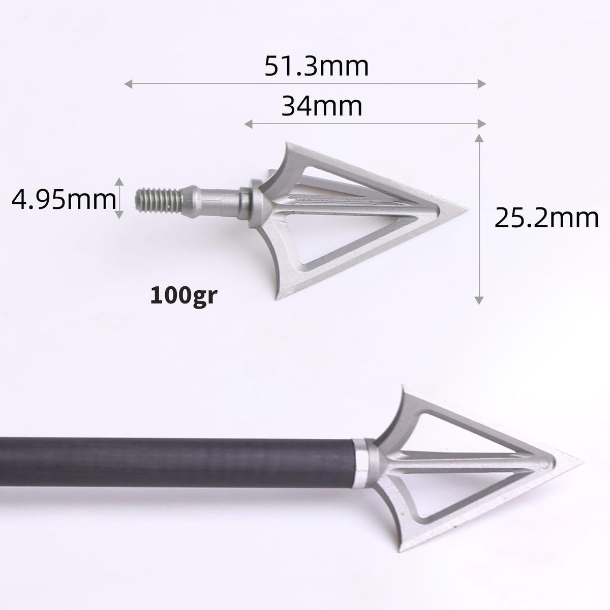 Moyujian 6 Packs of 100 Wide Heads, broadheads 100 Grain (100 Grain Silver)
