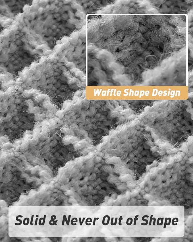 AMOAMI Upgraded Waffle Runner Rug Super Absorbent Non Slip Bath Mats for Bathroom Machine Washable Bathroom Runner Rug with Tassels, Ideal for Hallway Bedroom Laundry Room, Light Grey, 17" x 72"