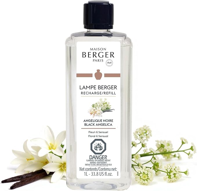 MAISON BERGER - Black Angelica - Lampe Berger Fragrance Refill for Home Fragrance Oil Diffuser - Air Freshener - 33.8 Fluid Ounces - 1 Liter