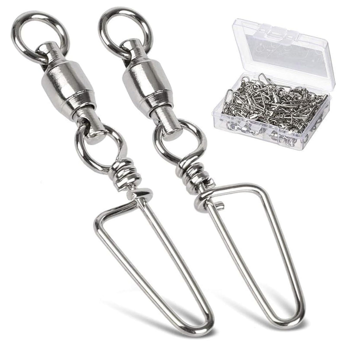 AMYSPORTS High Strength Stainless Fishing Swivels - Ball Bearing Saltwater Corrosion Resistance Barrel Swivels, 50pcs, 220lbs