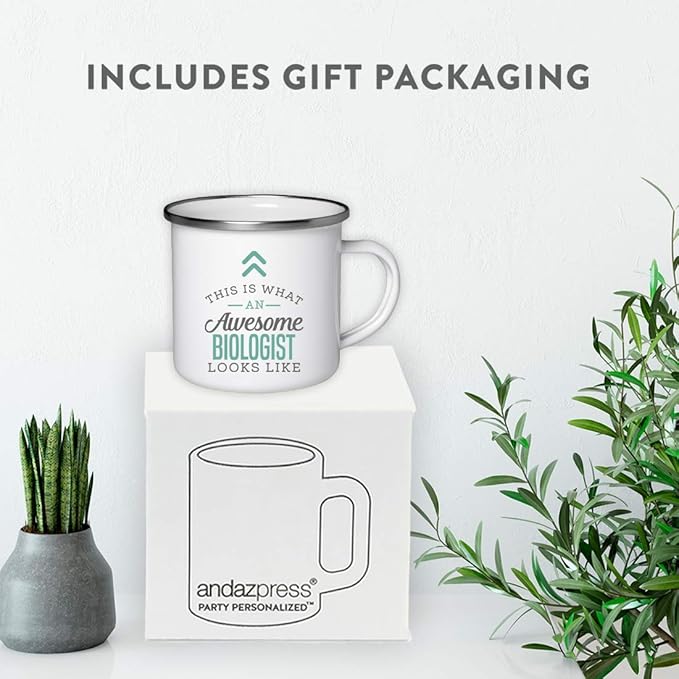 Andaz Press 11oz. Stainless Steel Campfire Coffee Mug Gift, This is What an Awesome Biologist Looks Like, 1-Pack, Birthday Gift Ideas Coworker Him Her, Includes Gift Box