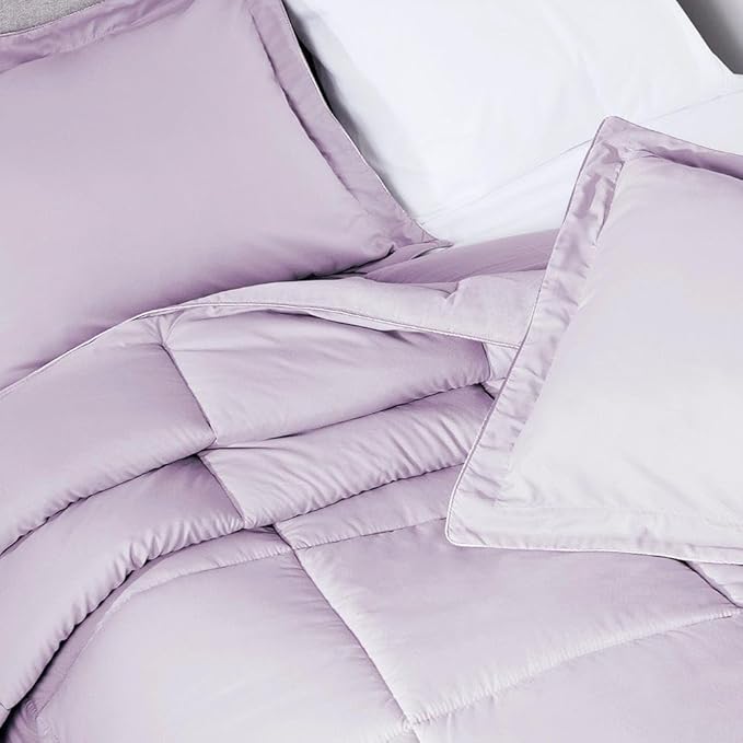 PeachSkinSheets Night Sweats: The Original 1500TC Soft Super Full/XL Full Oversized Comforter Set Lavender Mist
