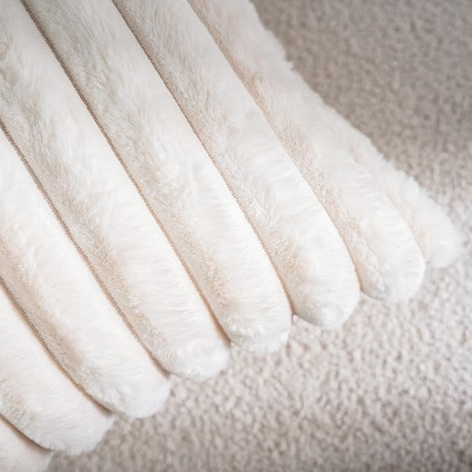 DEELAND Pack of 2 Faux Fur Plush Decorative Throw Pillow Covers Fuzzy Striped Soft Pillowcase Cushion Covers for Sofa Couch Bedroom 16x16 inch
