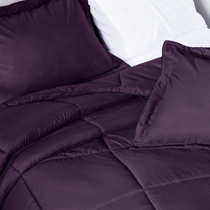 PeachSkinSheets Night Sweats: The Original 1500TC Soft Super Full/XL Full Oversized Comforter Set Eggplant