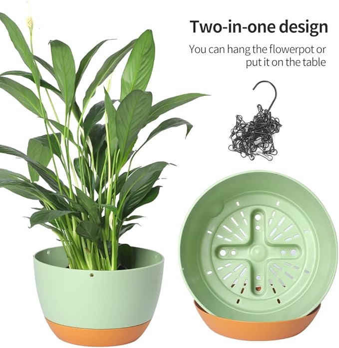 Lookat Set of 3 Self-Watering Hanging Pots for Plants Outdoor Indoor, Hanging Planters with Chains and Drainage Hole (8.3 inch White（3 Pieces）)
