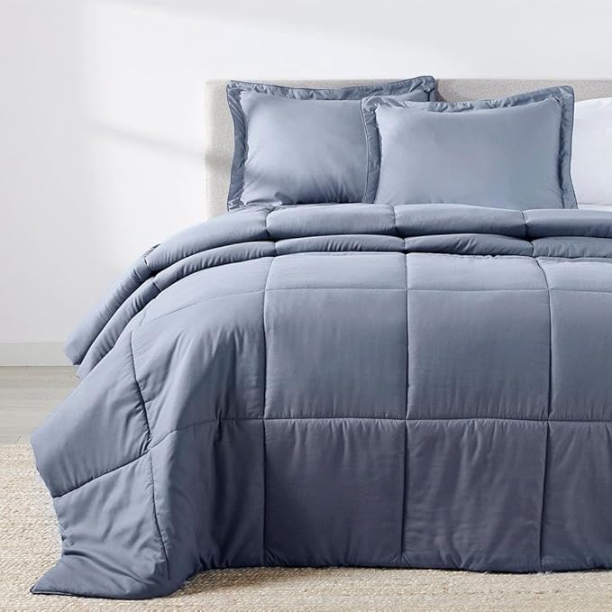 PeachSkinSheets Night Sweats: The Original 1500TC Soft Super Queen Oversized Comforter Set French Blue