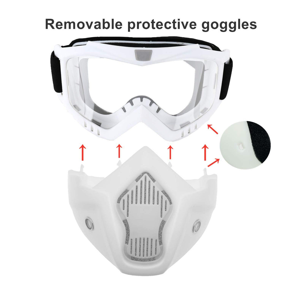 LJDJ Motorcycle Goggles with Removable Face Mask - Dirt Bike ATV Motocross Eyewear Anti-UV Adjustable MX Riding Offroad Cycling Motorbike Protective Glasses Racing Combat Tactical Military Goggles