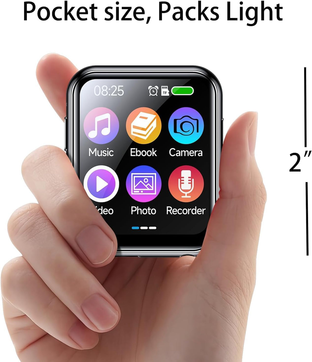 Voxitenus MP3 128GB 5.4 2" Player with TF Card, Bluetooth Lossless Sound Audio Player, Touch Screen Portable Music